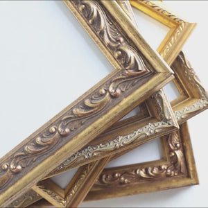Antique Gold Picture Frame Set of 5 | Empty Ornate Frames for Your Own Art or Photos | Backboard & Acrylic, 6x8 to 11x14