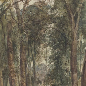 Vintage Forest Path Landscape Painting in Gold Frame | Nature Wall Art for Living Room, Entryway, Home Office Decor | N97