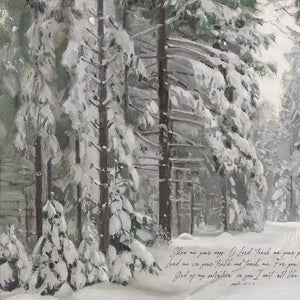 Snowy Winter Painting | Canvas Tapestry | Bible Verse Canvas Art | Psalm 25 | Winter Wall Decor | Scripture Canvas | T33