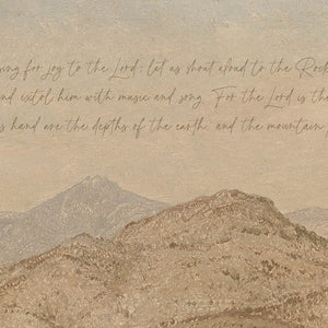 Scripture Wall Art | Psalm 95:1-4 Mountain Landscape Canvas Tapestry | T101