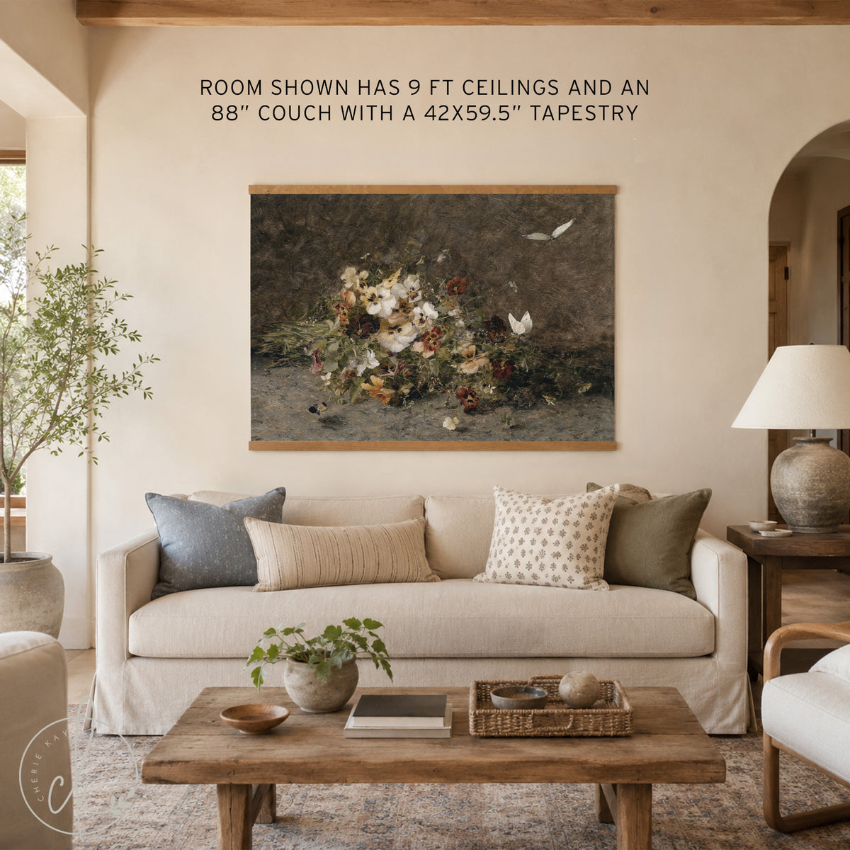 Large Floral Canvas Wall Art | Vintage Flower Painting | Botanical Still Life Decor | T115