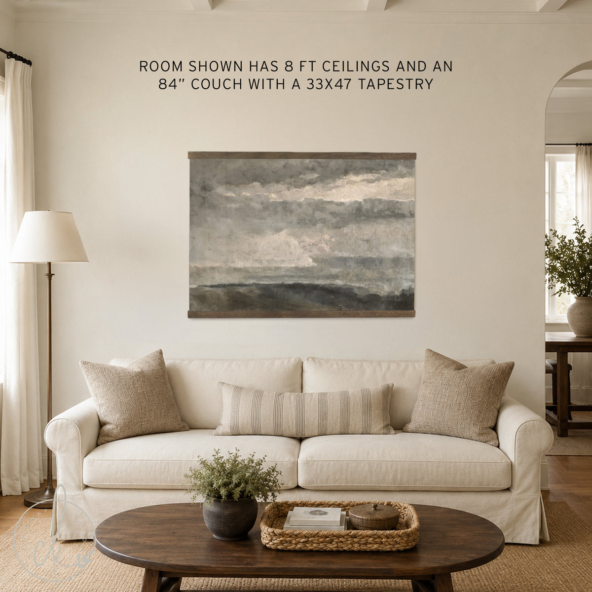 Moody Landscape Art | Psalm 107:29 Canvas Tapestry | Ocean Scripture Wall Art | T118