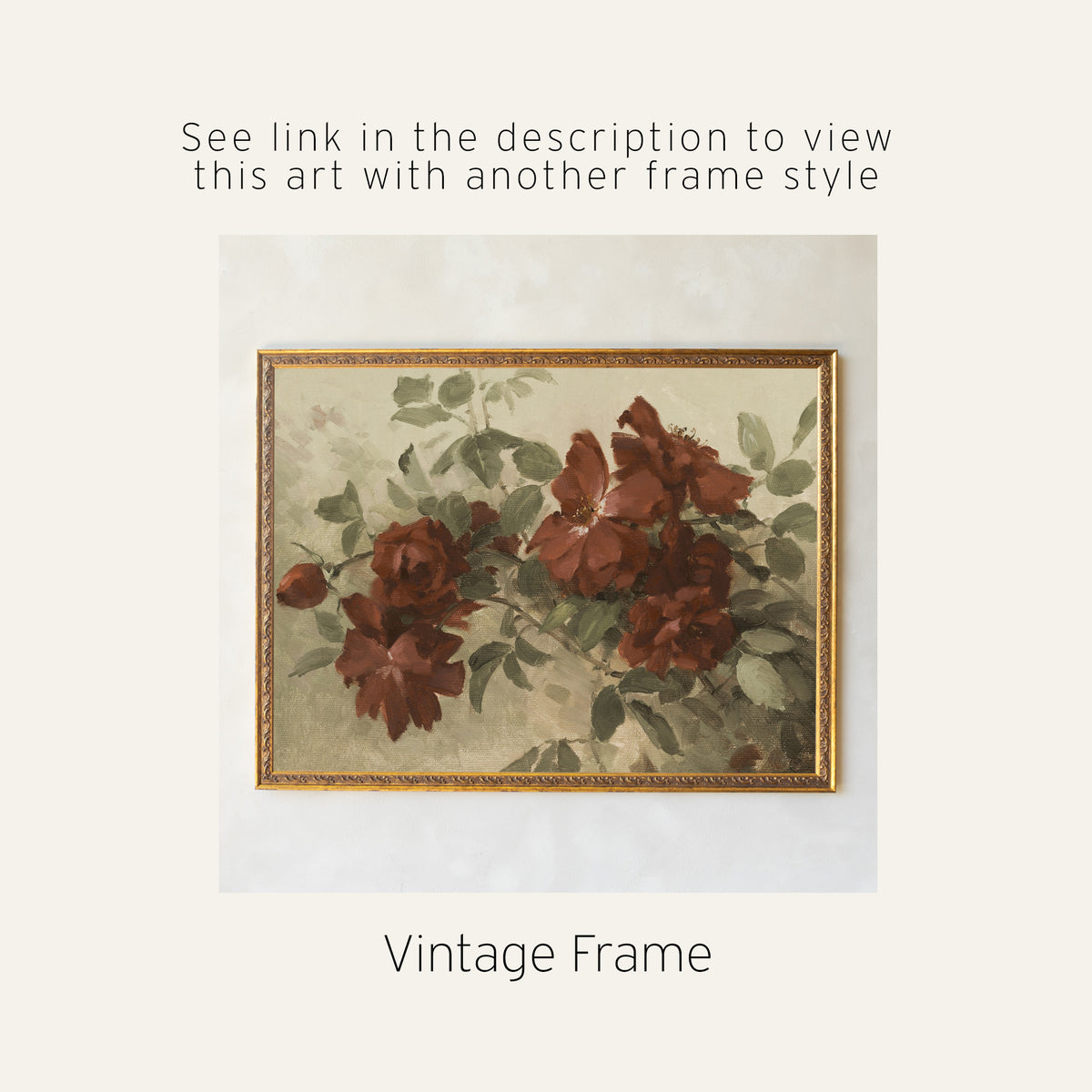 Dark Floral Wall Art | Large Canvas Tapestry | Moody Burgundy Flower Painting | T126