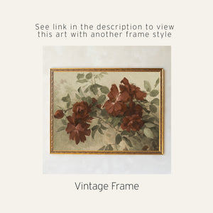 Dark Floral Wall Art | Large Canvas Tapestry | Moody Burgundy Flower Painting | T126