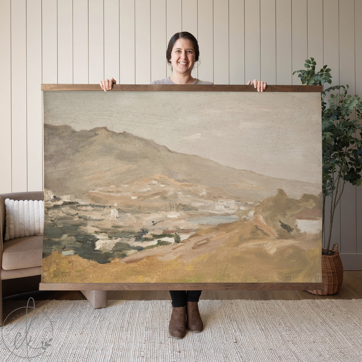 Watercolor Landscape Wall Art | Neutral Mountain Painting | T13