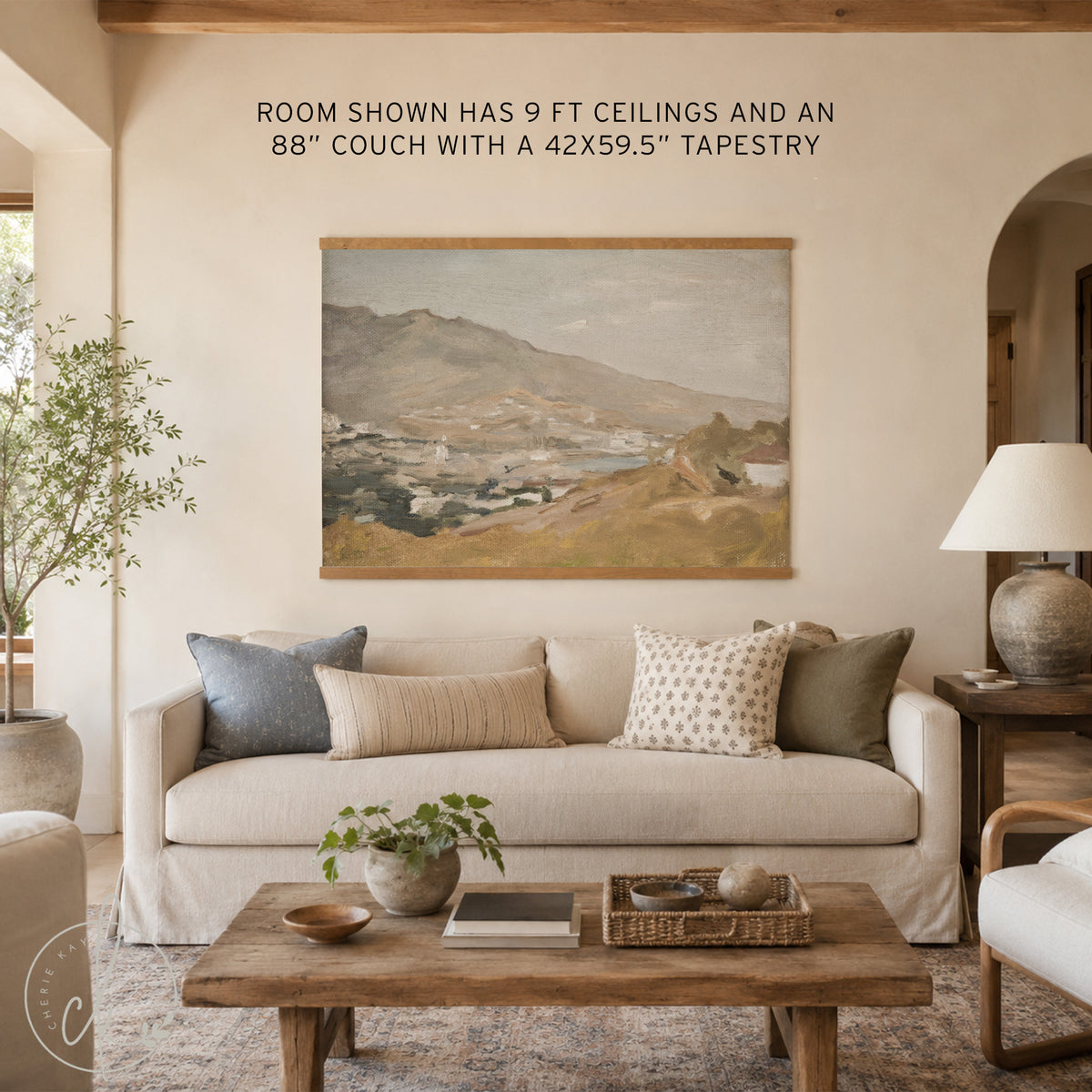 Watercolor Landscape Wall Art | Neutral Mountain Painting | T13