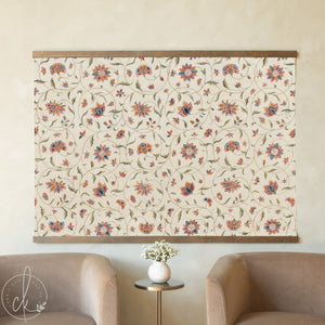 Floral Tapestry Wall Hanging | Large Vintage Botanical Canvas Art | T154