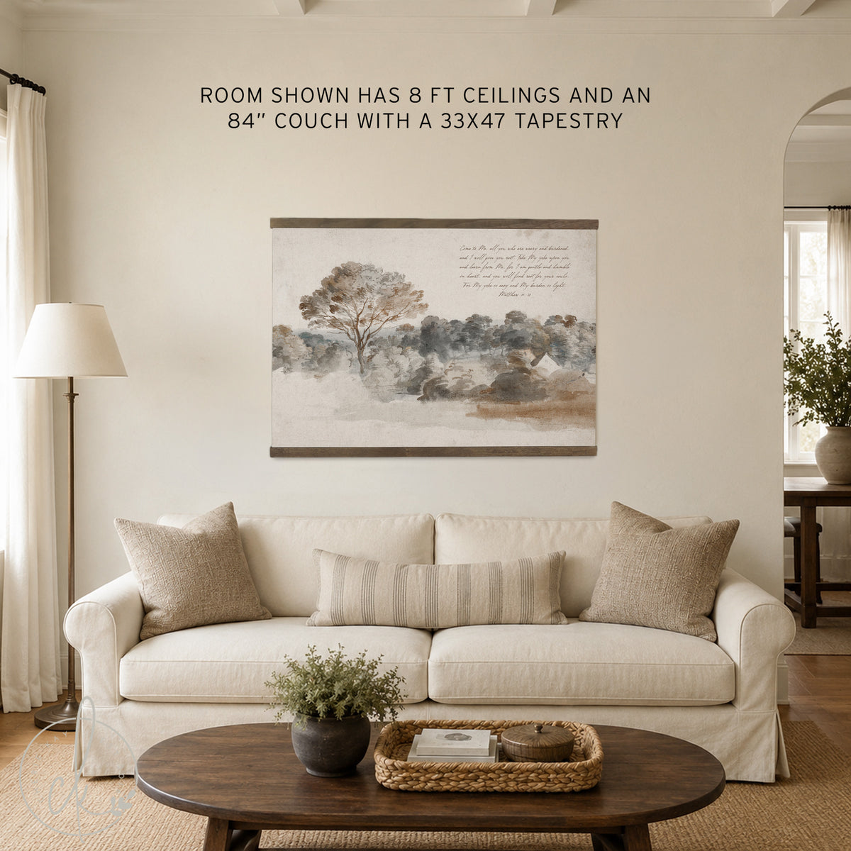 Christian Wall Art | Matthew 11:28 Watercolor Landscape Canvas | T15