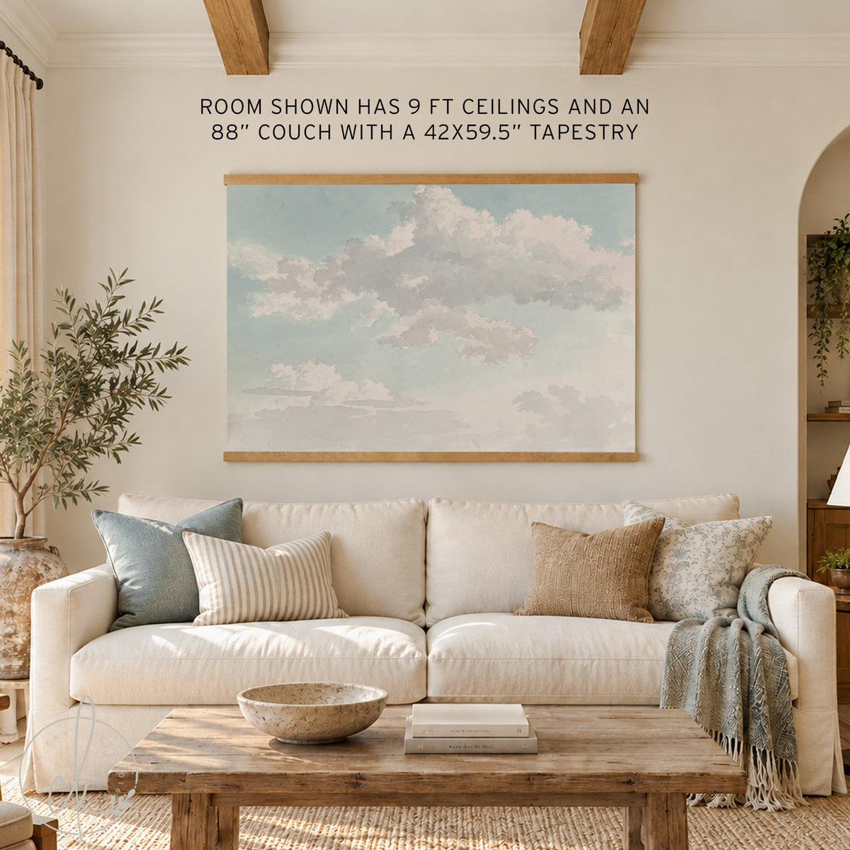 Oversized Cloud Painting | Large Canvas Tapestry Wall Art | T23