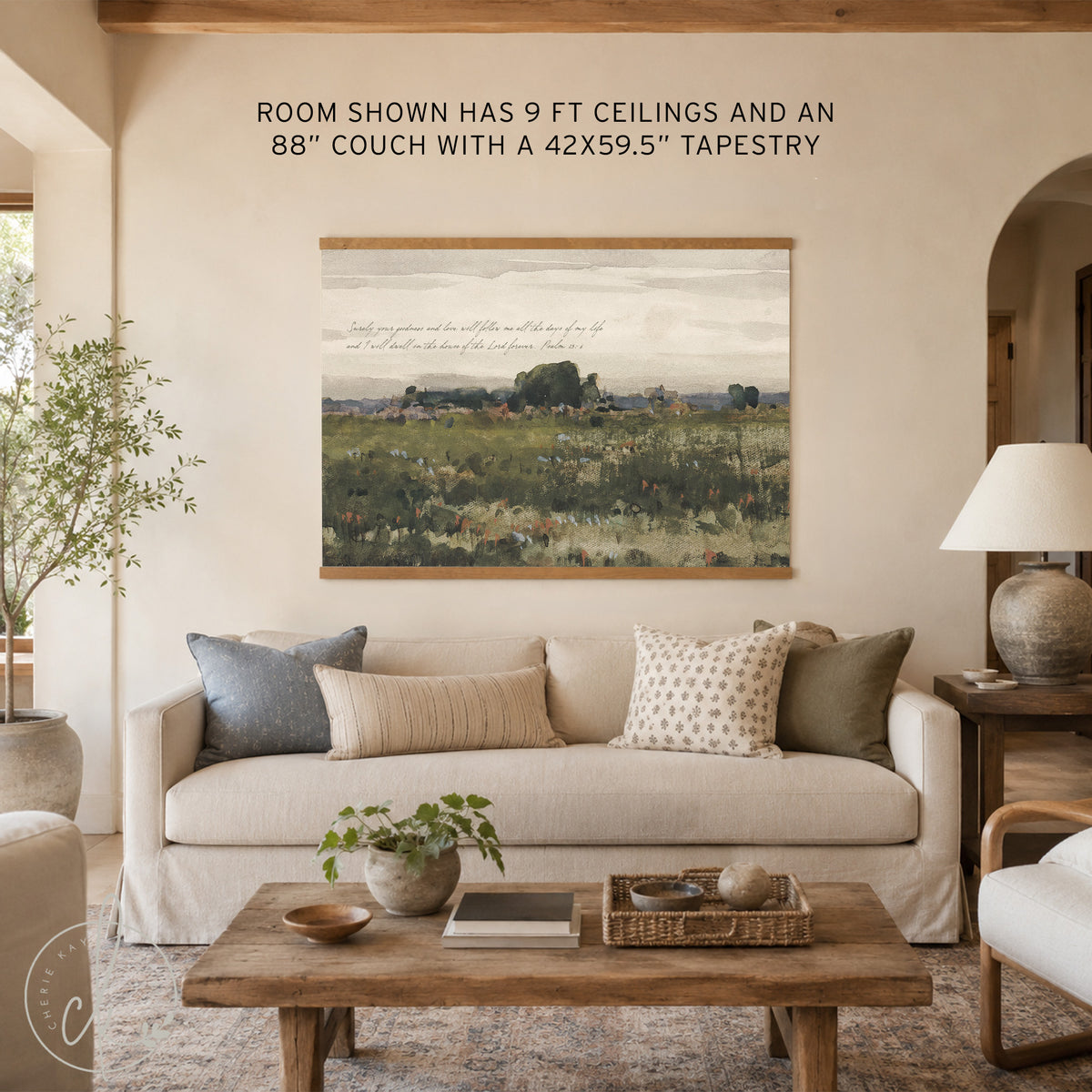 Watercolor Nature Painting Tapestry | Oversized Wildflower Field Wall Art | T25
