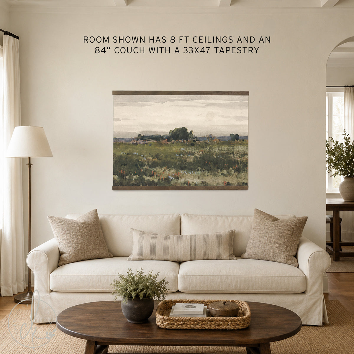 Watercolor Nature Painting Tapestry | Oversized Wildflower Field Wall Art | T25