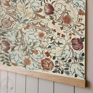 Botanical Textile Art Canvas Tapestry | Extra Large Vintage Floral Wall Hanging | T2