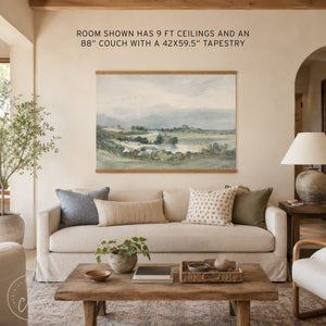 Large Landscape Canvas Tapestry | Vintage Countryside Wall Art | T31