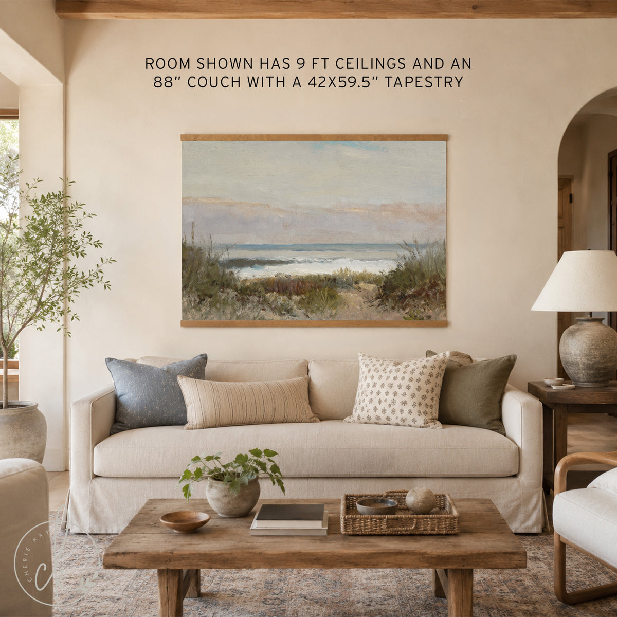 Large Beach Painting Canvas Tapestry | Oversized Wall Art | T33