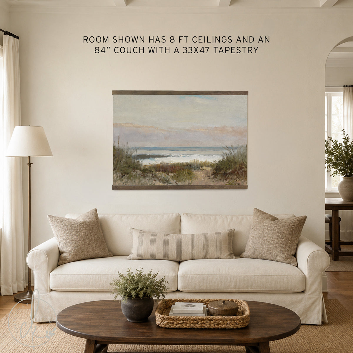 Large Beach Painting Canvas Tapestry | Oversized Wall Art | T33