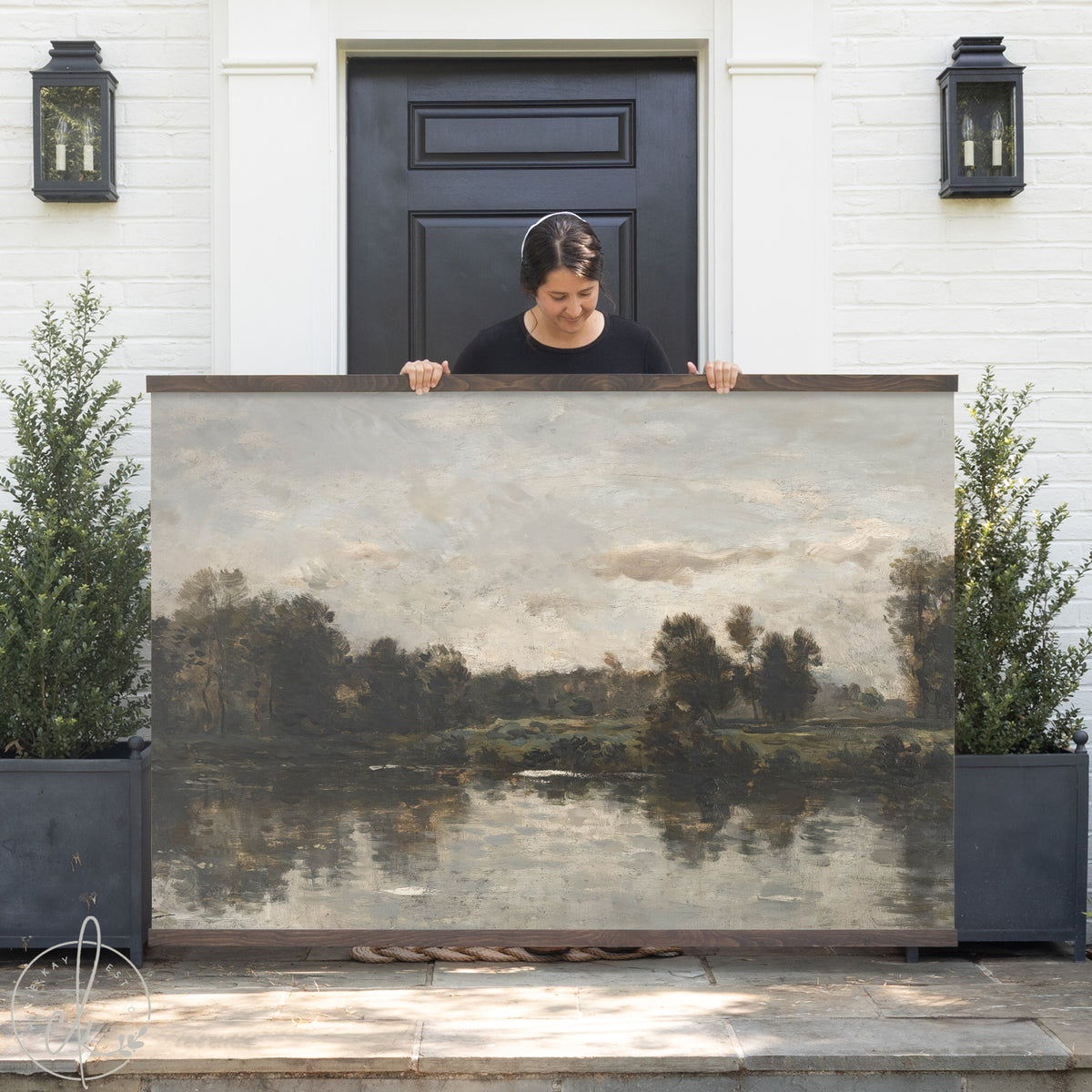 Vintage Landscape Wall Art | Large Canvas River Scene | T34