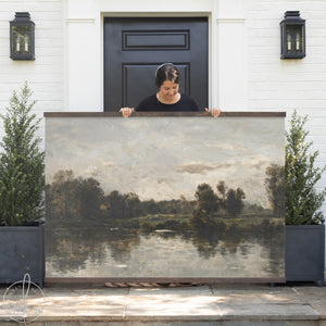 Vintage Landscape Wall Art | Large Canvas River Scene | T34