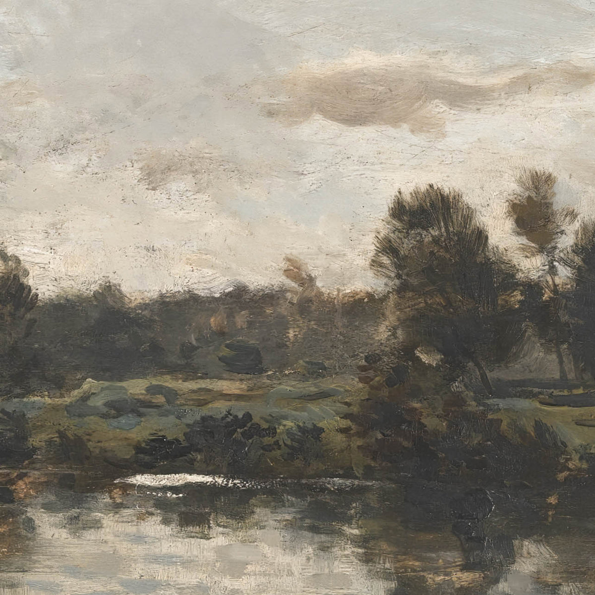 Vintage Landscape Wall Art | Large Canvas River Scene | T34
