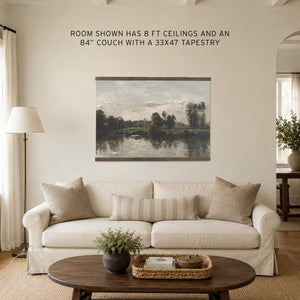 Vintage Landscape Wall Art | Large Canvas River Scene | T34