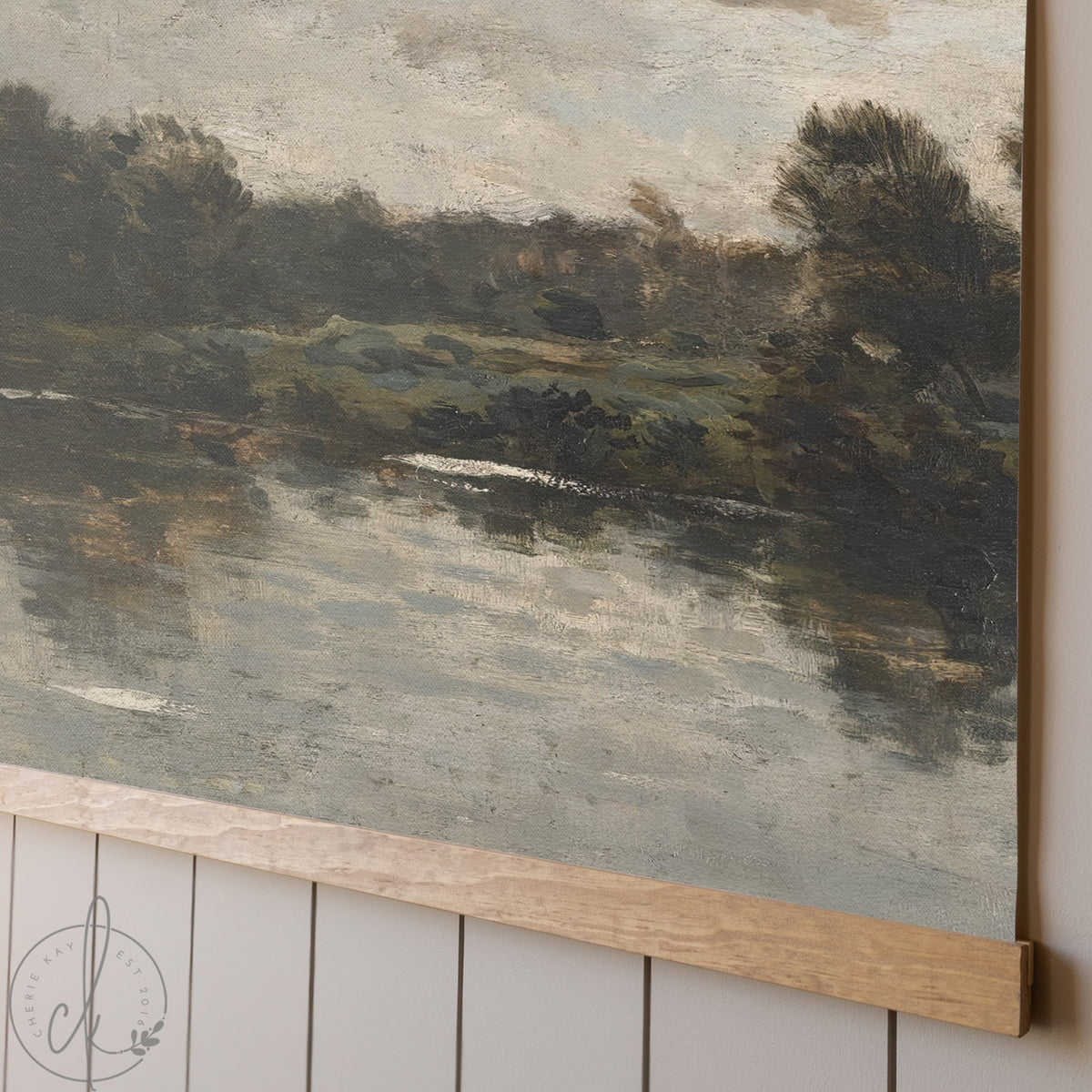 Vintage Landscape Wall Art | Large Canvas River Scene | T34