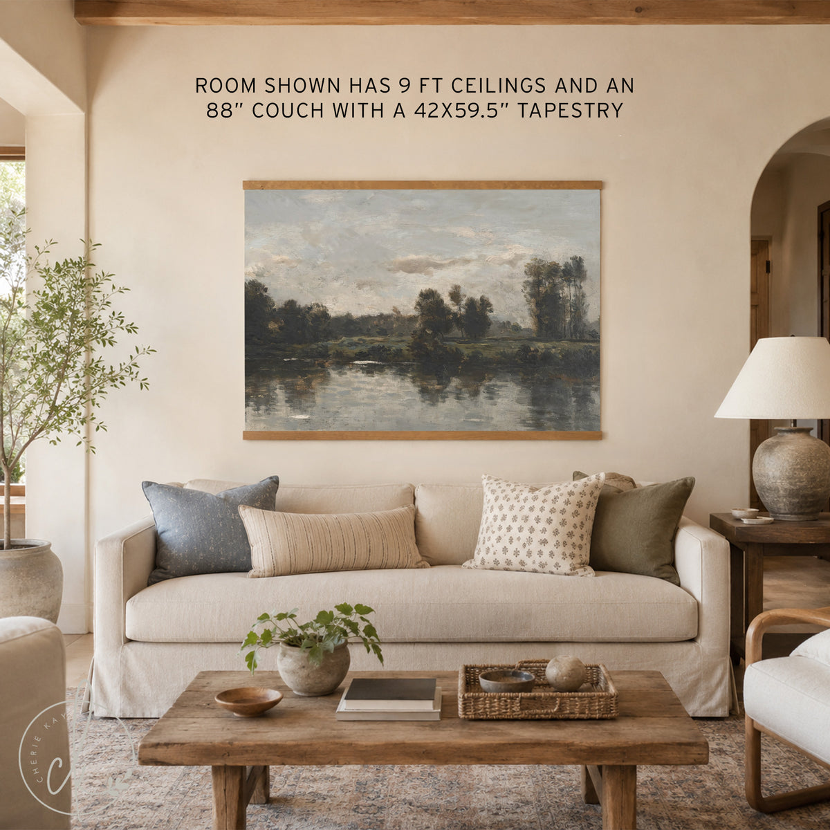 Vintage Landscape Wall Art | Large Canvas River Scene | T34