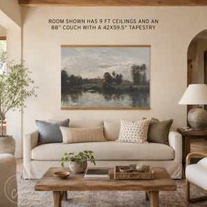 Vintage Landscape Wall Art | Large Canvas River Scene | T34