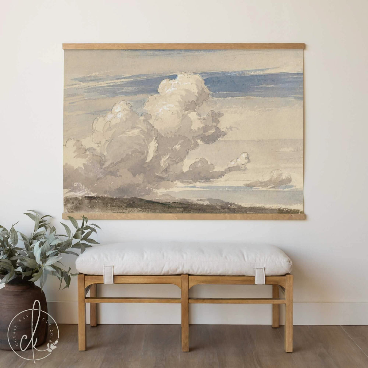 Vintage Sky Landscape Wall Tapestry | Large Cloud Art Print | T36