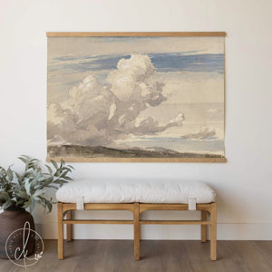 Vintage Sky Landscape Wall Tapestry | Large Cloud Art Print | T36
