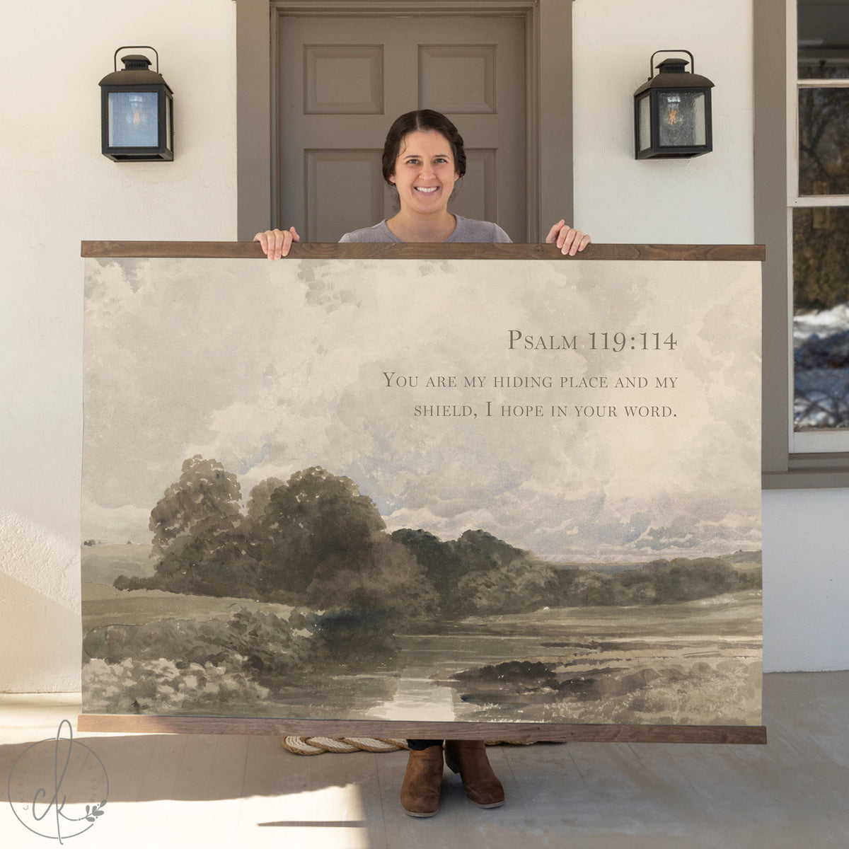 Vintage Oversized Landscape Tapestry Wall Art | Psalm 119 Christian Art | T38