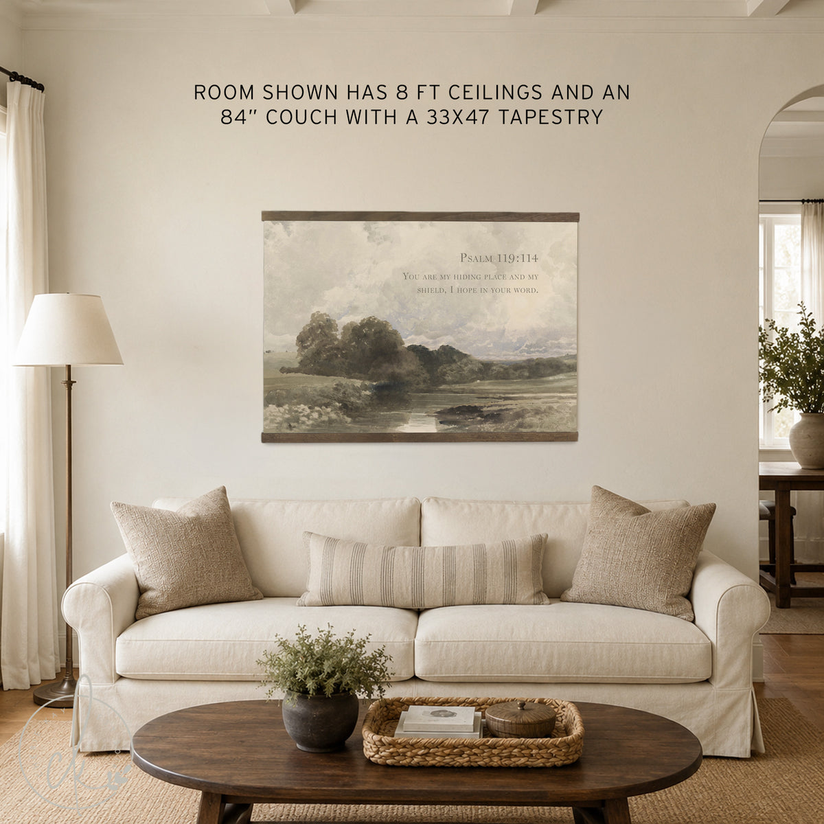 Vintage Oversized Landscape Tapestry Wall Art | Psalm 119 Christian Art | T38