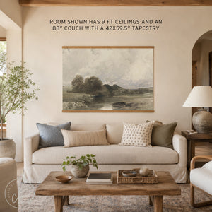 Vintage Oversized Landscape Tapestry Wall Art | Psalm 119 Christian Art | T38
