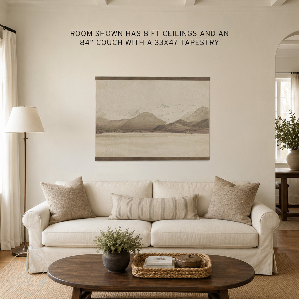 Watercolor Landscape Canvas Tapestry | Joshua 1:9 Bible Verse Wall Art | T41