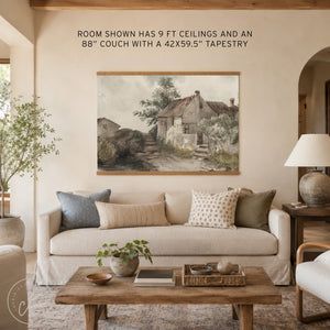 Extra-Large Vintage Cottage Tapestry | Matthew 7:25 Bible Verse | T44