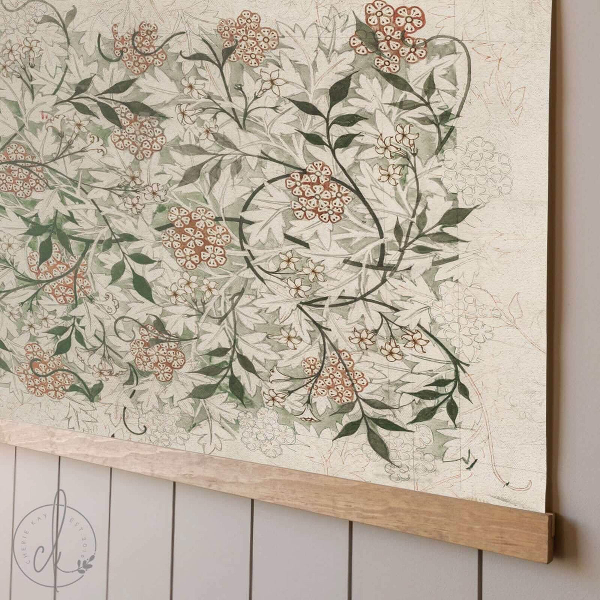 Large Vintage Botanical Textile Wall Art | T46