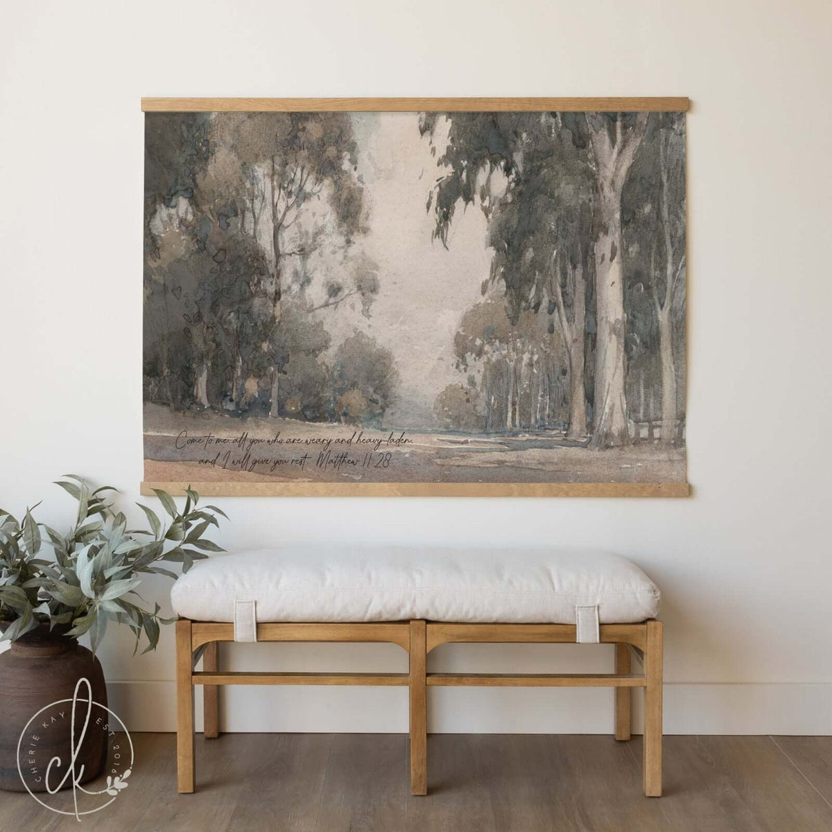Vintage Bible Verse Wall Art | Come to Me - Matthew 11:28 Landscape Wall Decor | T47