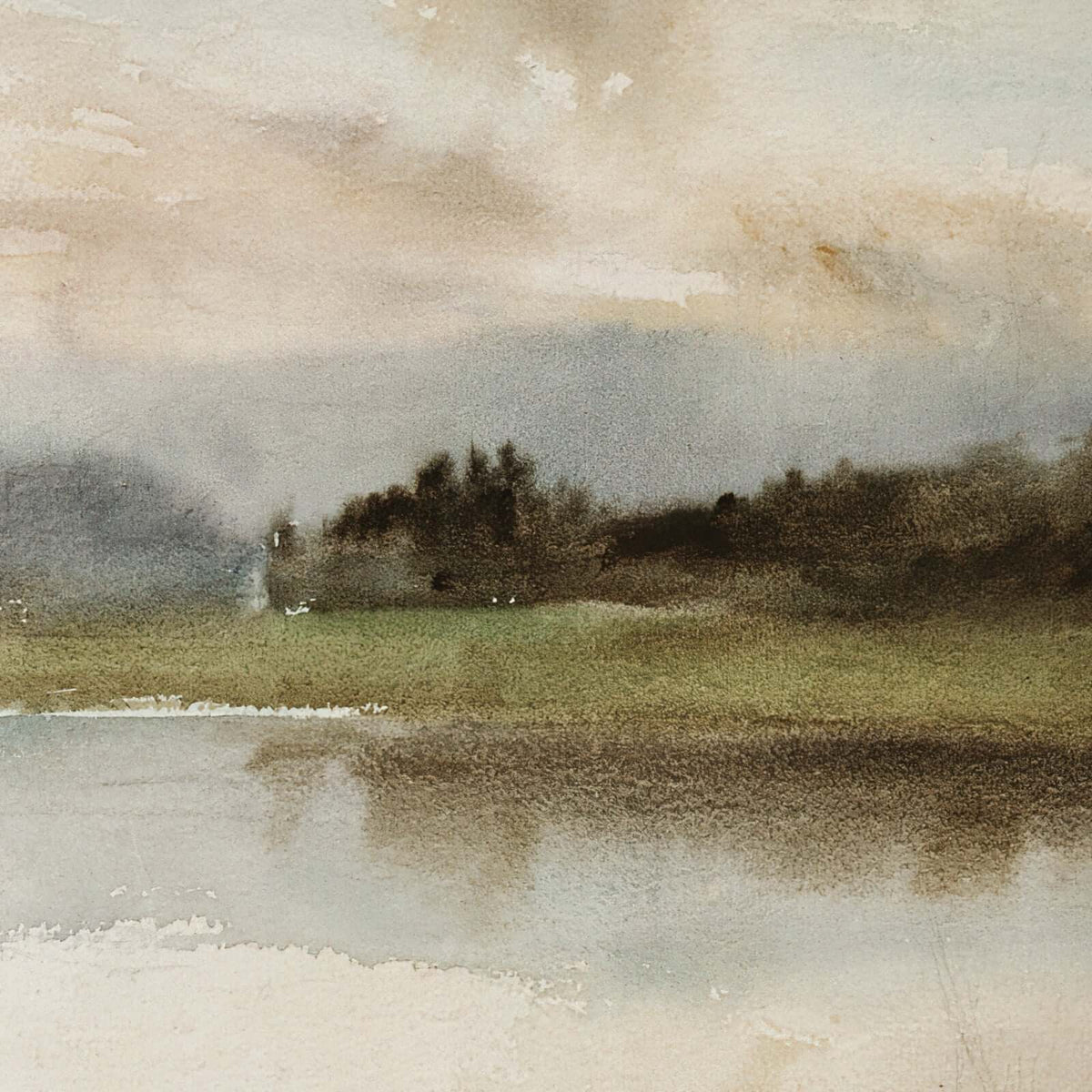 Watercolor Landscape Painting | Abstract Lake Wall Hanging | T49