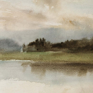 Watercolor Landscape Painting | Abstract Lake Wall Hanging | T49