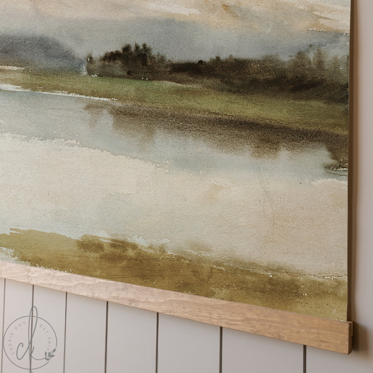 Watercolor Landscape Painting | Abstract Lake Wall Hanging | T49