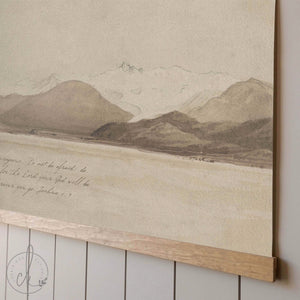 Watercolor Landscape Canvas Tapestry | Joshua 1:9 Bible Verse Wall Art | T41