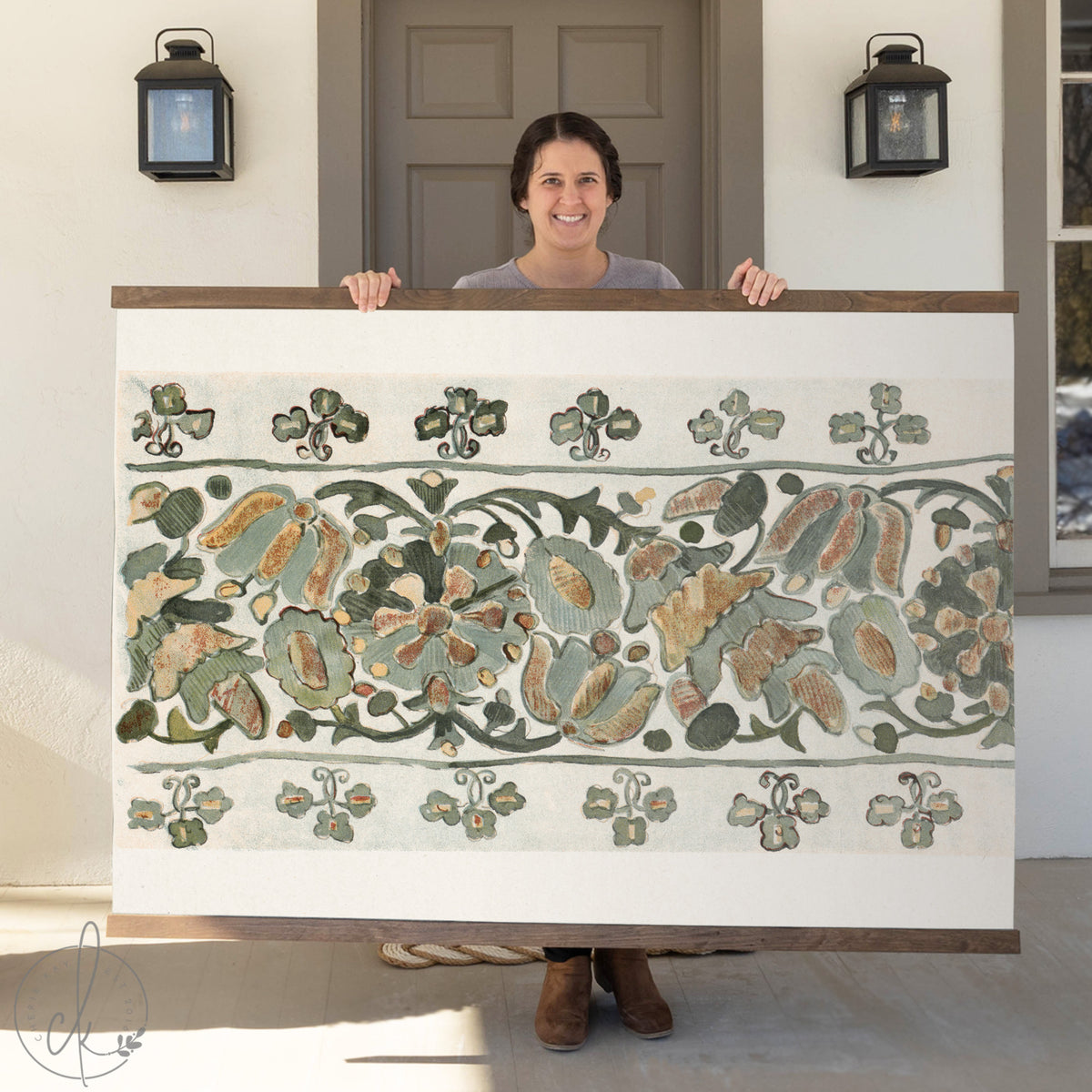 Botanical Tapestry Wall Art | Oversized Vintage Floral Textile | T52