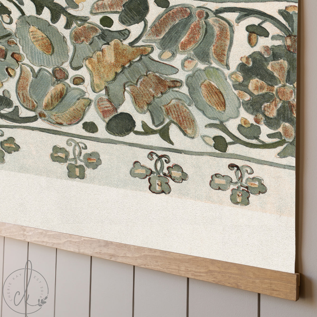 Botanical Tapestry Wall Art | Oversized Vintage Floral Textile | T52