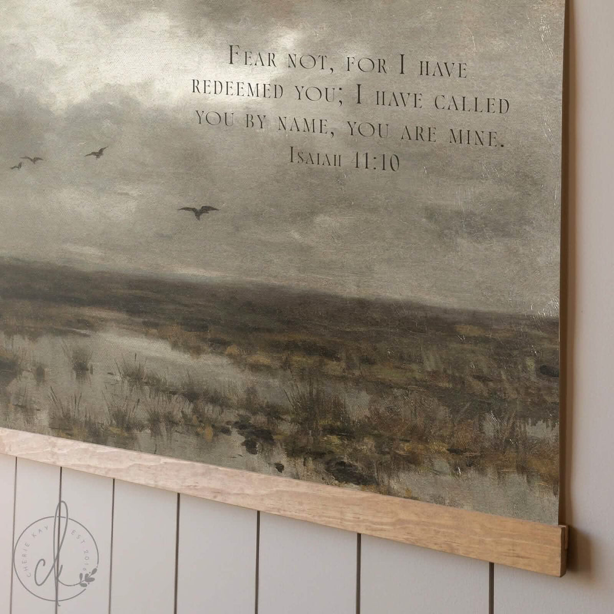 Oversized Vintage Landscape Print with Bible Verse | T60
