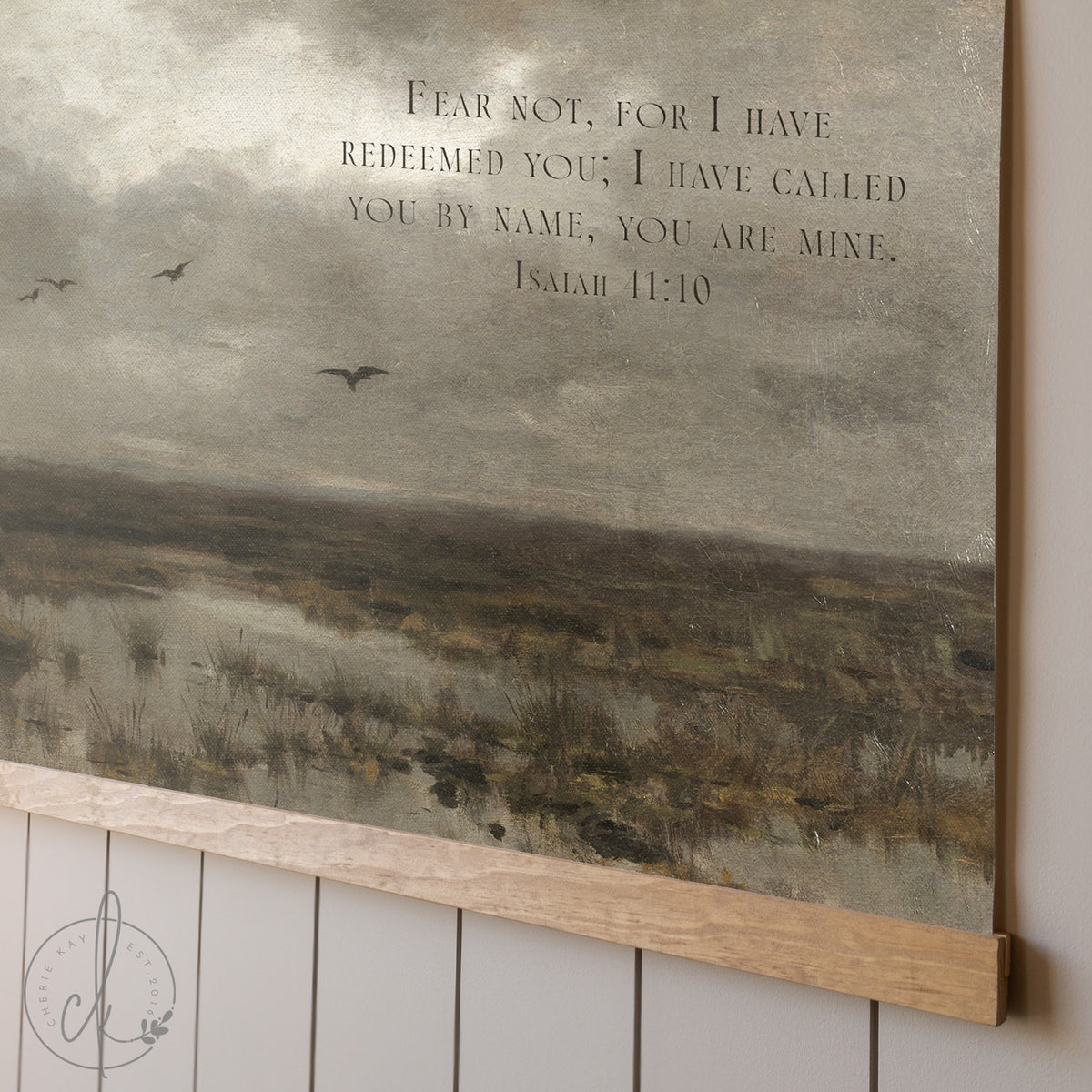 Oversized Vintage Landscape Print with Bible Verse | T60