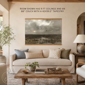 Oversized Vintage Landscape Print with Bible Verse | T60