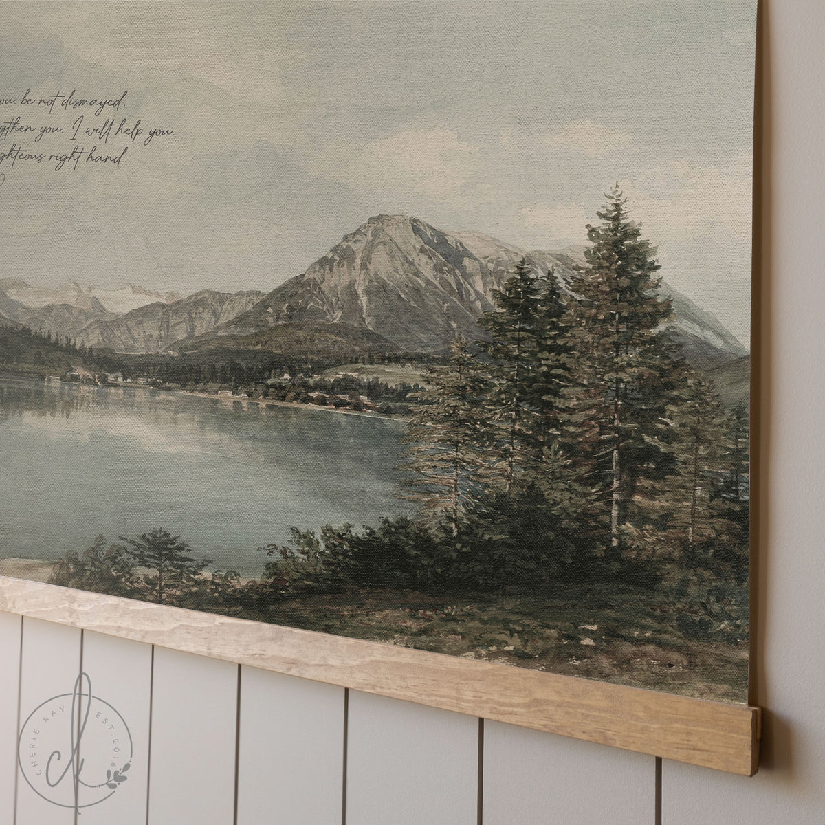 Lake and Pine Trees Painting | Isaiah 41:10  | T62
