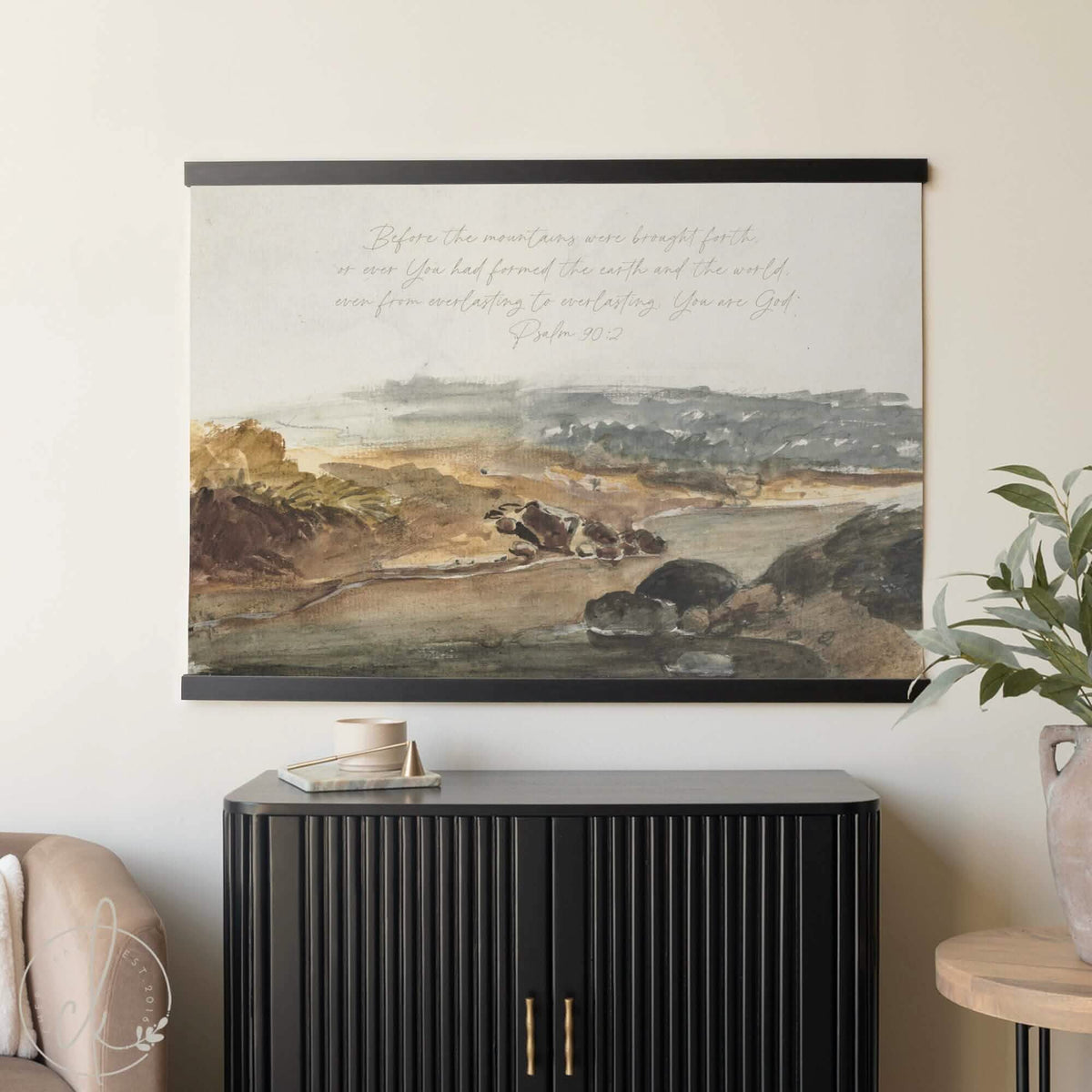 Psalm 90:2 Scripture Wall Hanging | Oversized Watercolor Print | T67