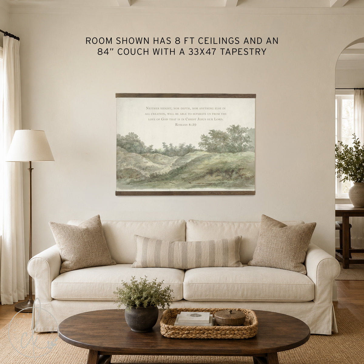 Romans 8:39 Christian Canvas Tapestry | Large Bible Verse Wall Art | T68