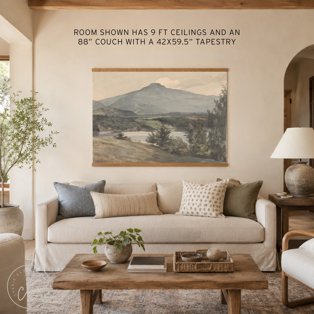 Mountain Landscape Wall Art | Large Neutral Canvas Wall Hanging | Nature Wall Decor | T69