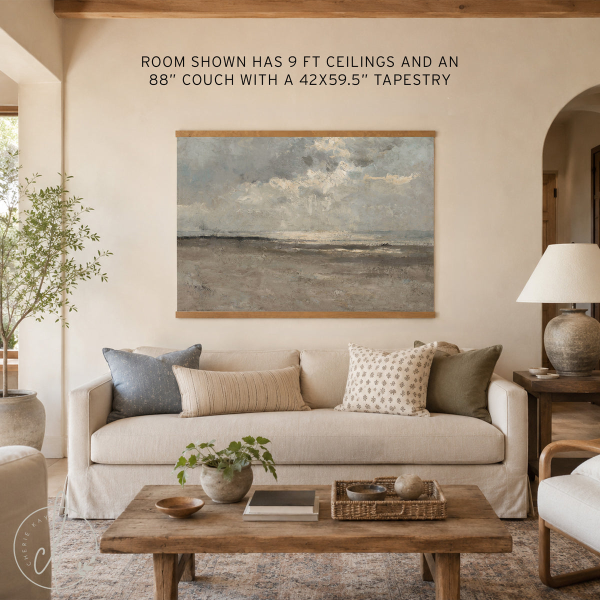 Ocean Landscape Wall Art | Isaiah 43:2 Coastal Canvas Print | Neutral Christian Wall Decor | T70