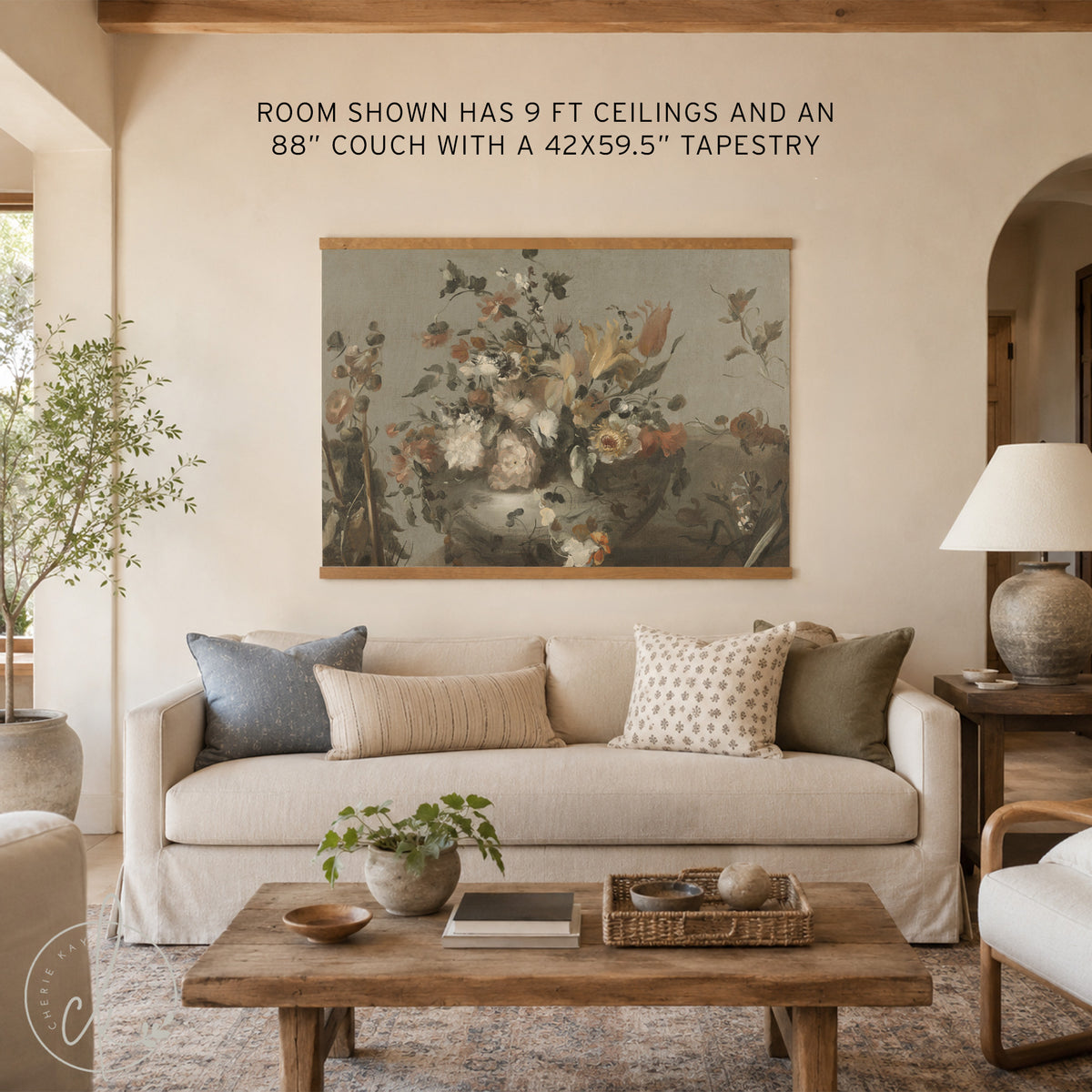 Large Floral Canvas Tapestry Wall Hanging | T74